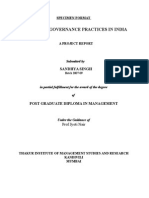 Specimen Format For Project Report 2012-14