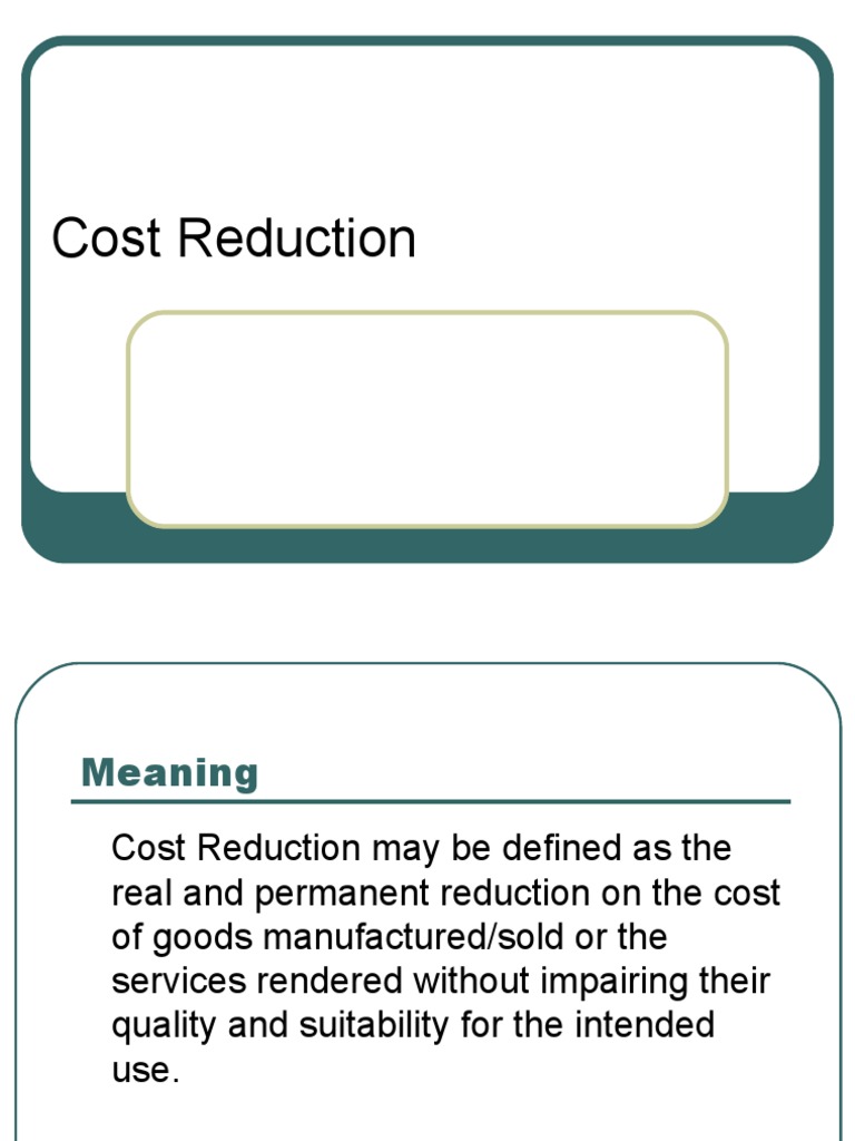 Cost Reduction Introduction PDF