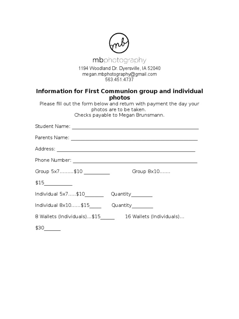 First Communion Photo Order Form | PDF | Career & Growth