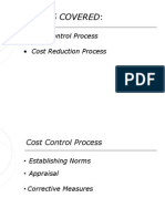 Cost Reduction and Control Process