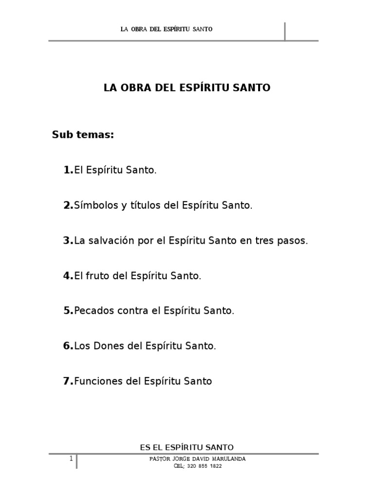 2 La Obra Del Espíritu Santo | PDF | espíritu Santo | Pecado
