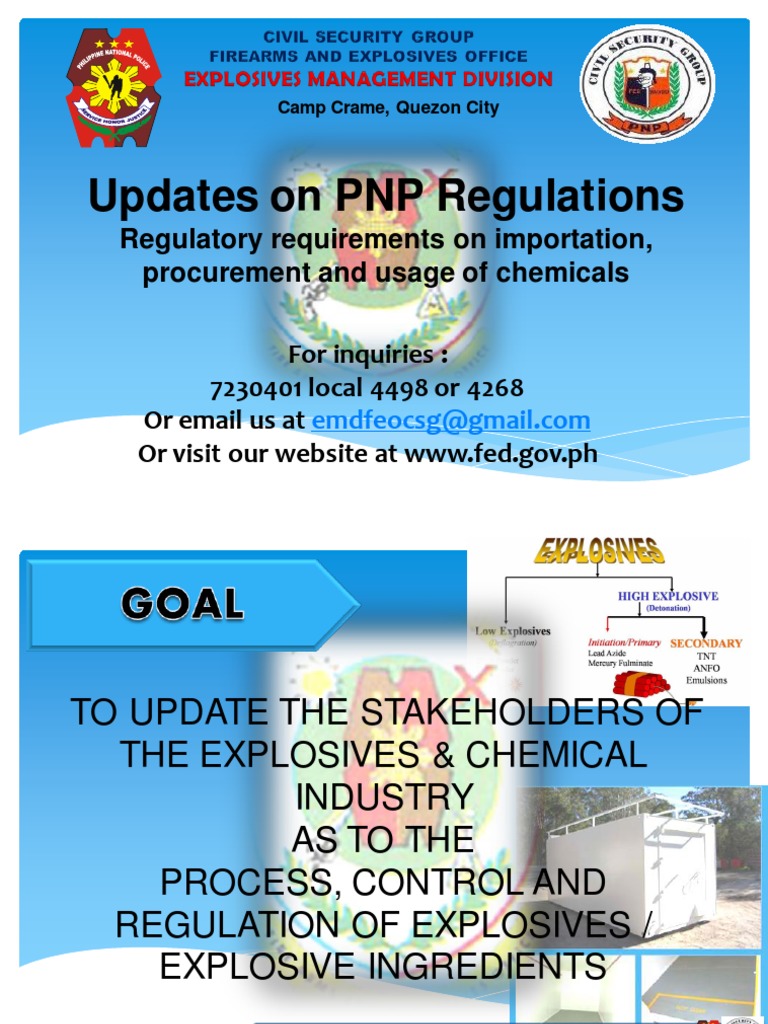 Updates On PNP Regulations Explosive Material Nitrate