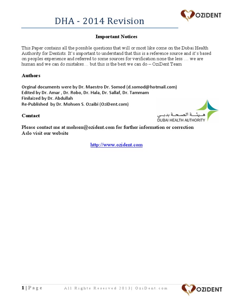 DHA Dental Questions PDF Dentures Oral Hygiene