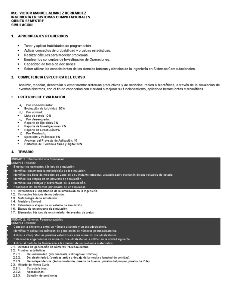 Curso de Simulación en Ingeniería | PDF | Simulación | Ciencia y Tecnología