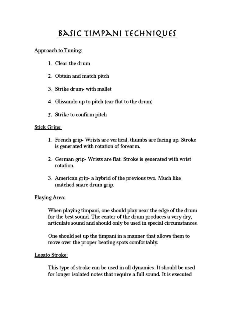Basic Timpani Techniques PDF