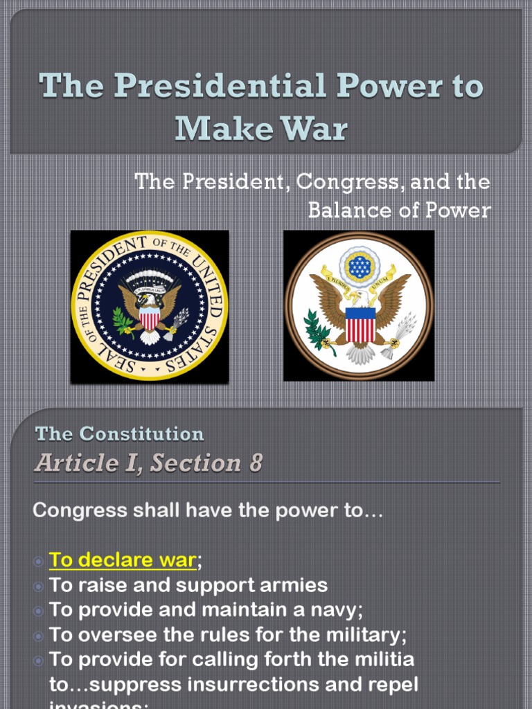 Warpowerspowerpoint | PDF | War Powers Resolution | Presidents Of The ...