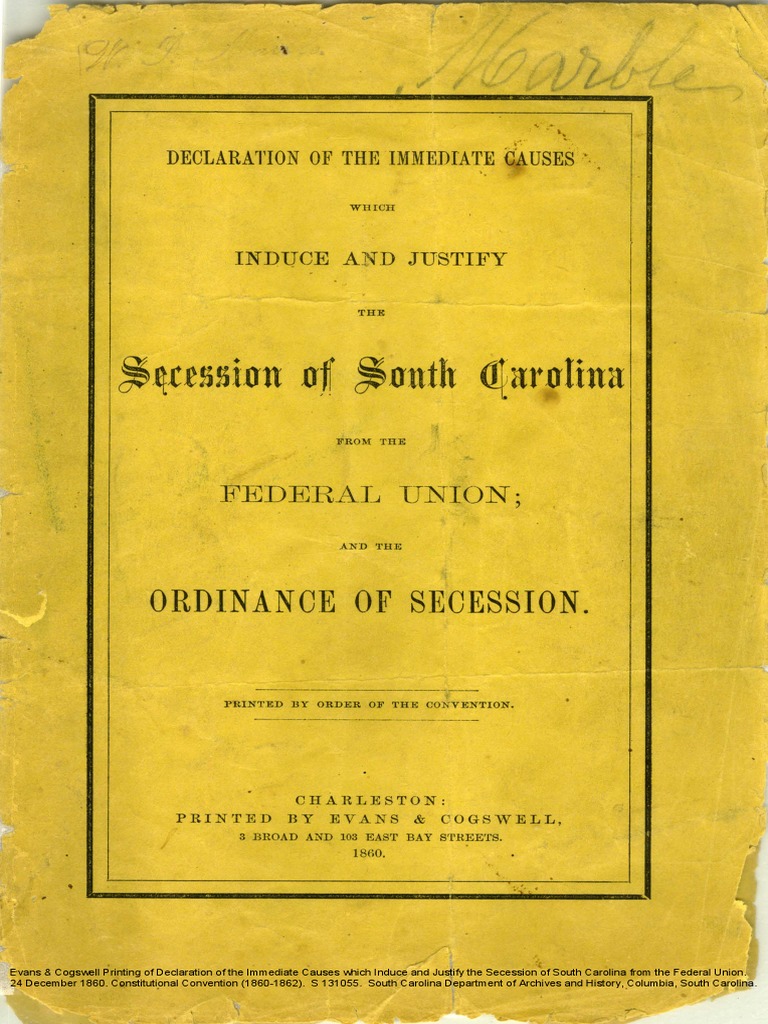 South Carolina Succession Documents | PDF | South Carolina | Secession