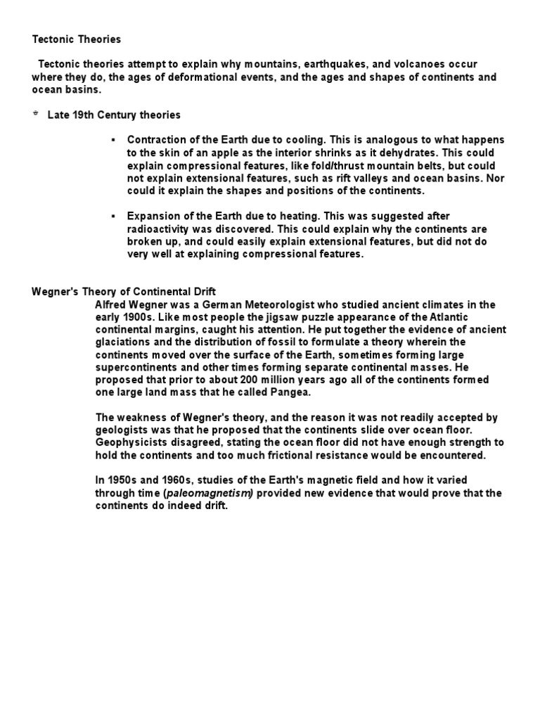 Tectonic Theories Plate Tectonics Crust (Geology)