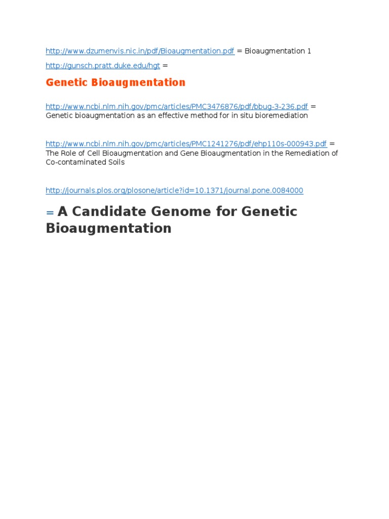 A Candidate Genome For Genetic Bioaugmentation | PDF