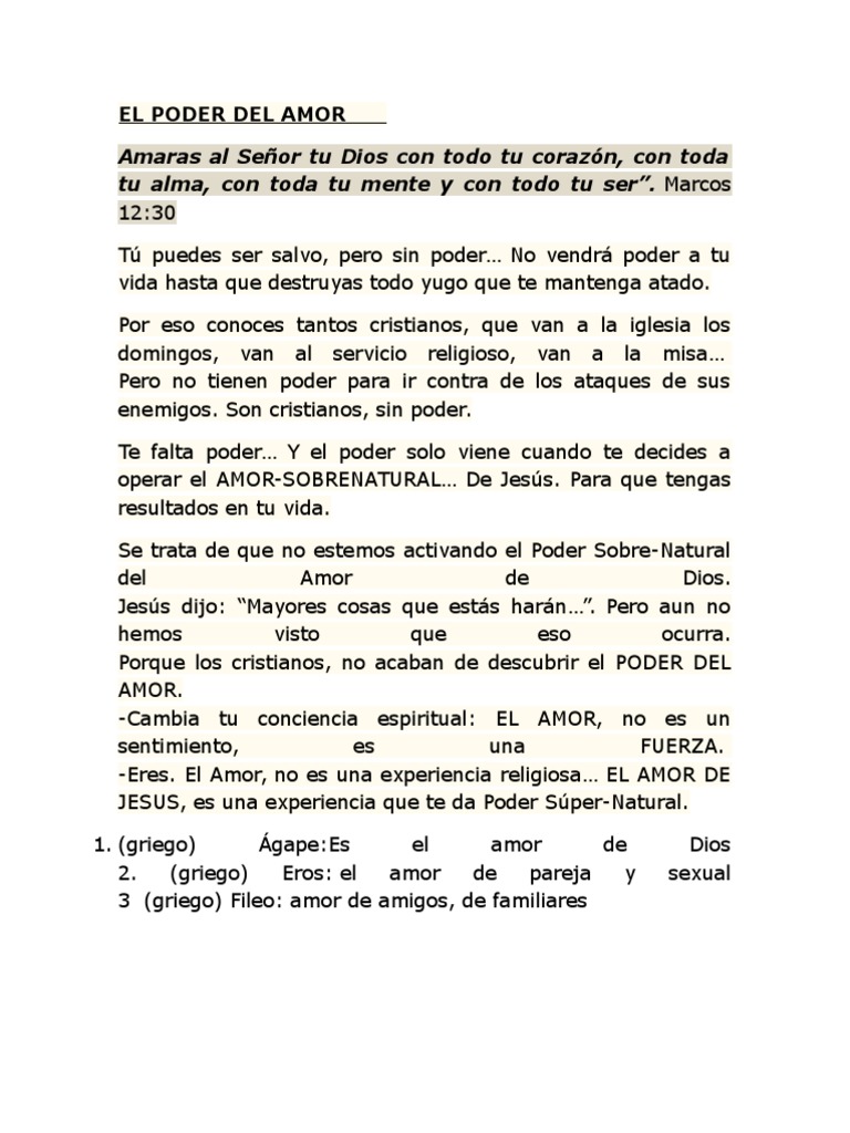 El Poder Transformador del Amor de Dios | PDF | Amor | Dios