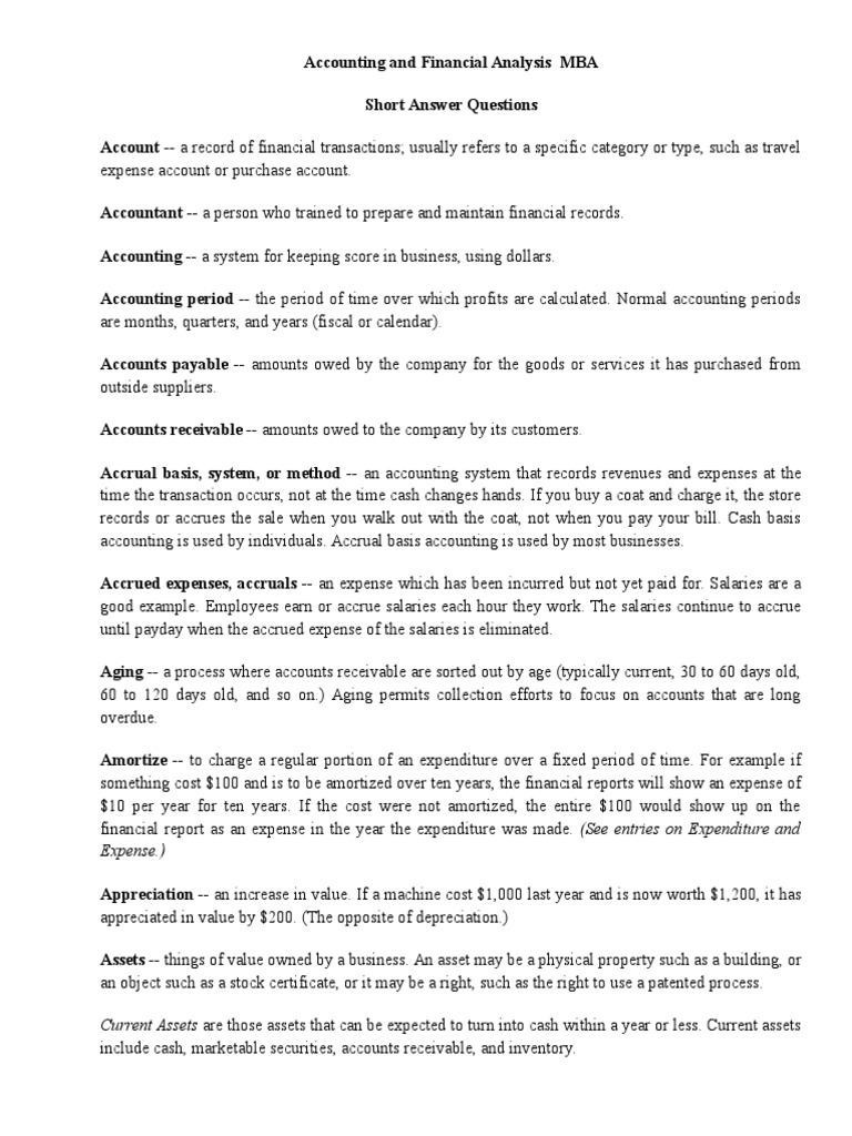 Accounting Vocabulary PDF Expense Debits And Credits