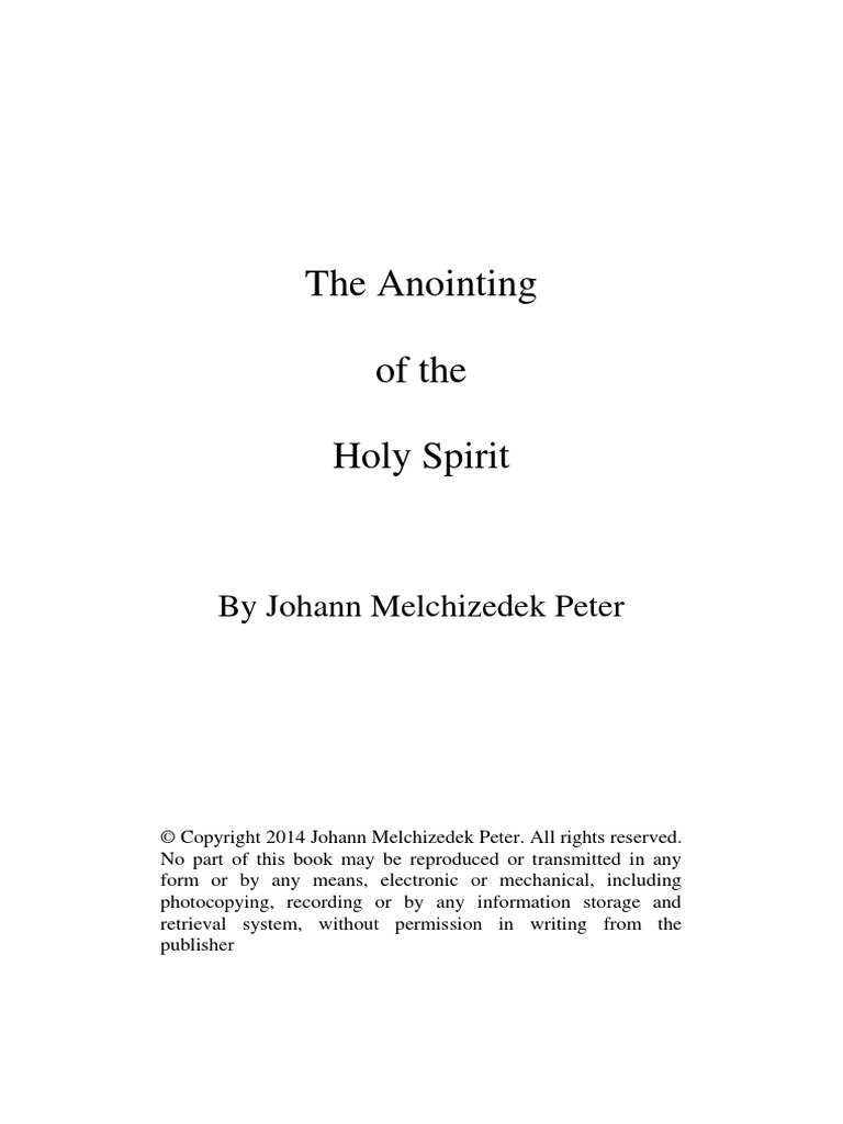 The Anointing of The Holy Spirit | PDF | Spiritual Gift | Acts Of The ...