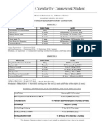 Academic Calendar for Coursework Student