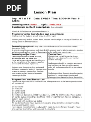 lesson plan 2 timeline