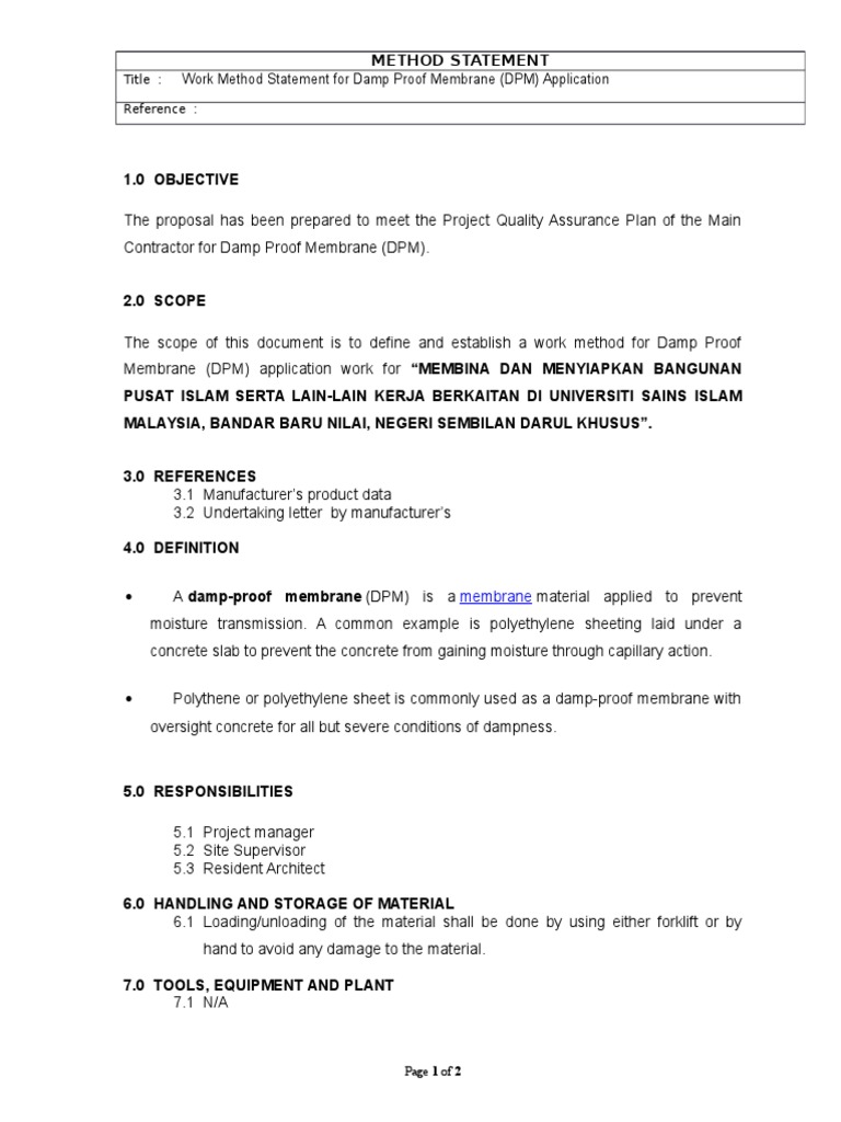 DPM Installation Method Statement | PDF