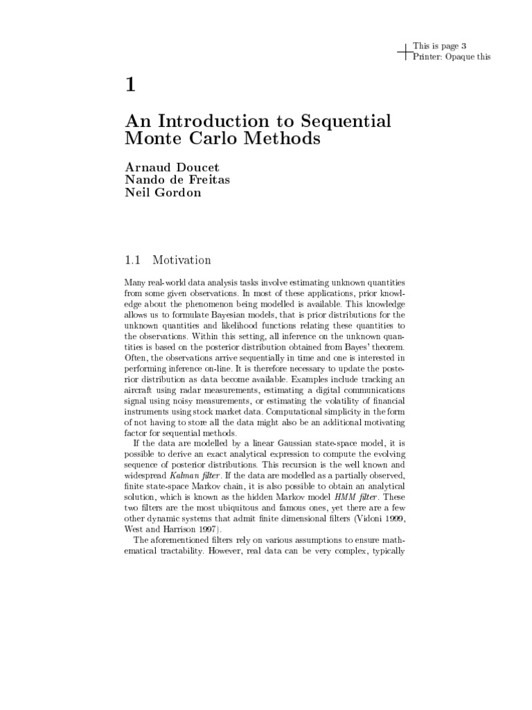 Sequential Monte Carlo Methods Guide | PDF | Statistical Mechanics ...