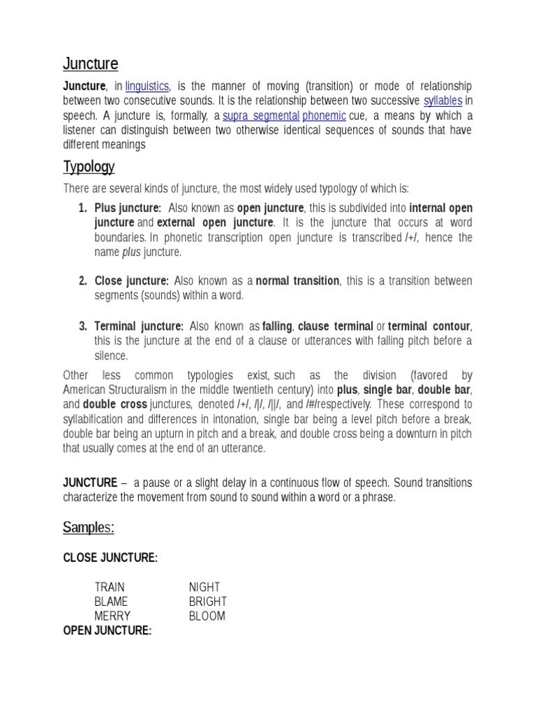 Juncture PDF Symbols Oral Communication