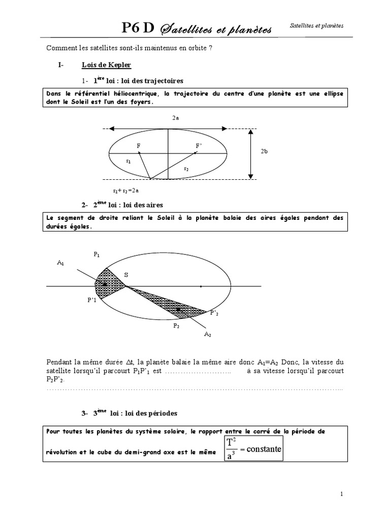 P6d Satellites Elevespdf Satellite Loi Universelle De