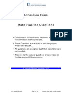 Admission Exam Math Practice Questions