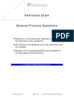 Admission Exam Science Practice Questions