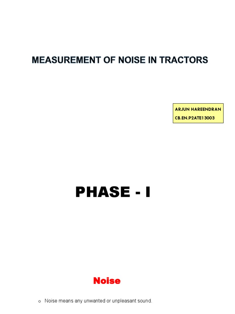 Measurement of Noise in Tractors PDF Decibel Noise
