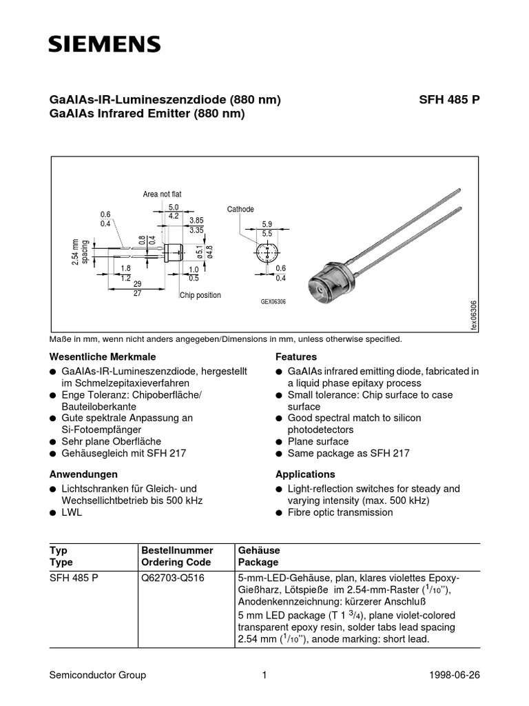 LED SFH485P Datasheet | PDF