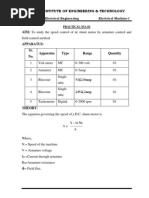 2 - To Study The Speed Control of DC Shunt Motor by Armature Control and Field Control Method