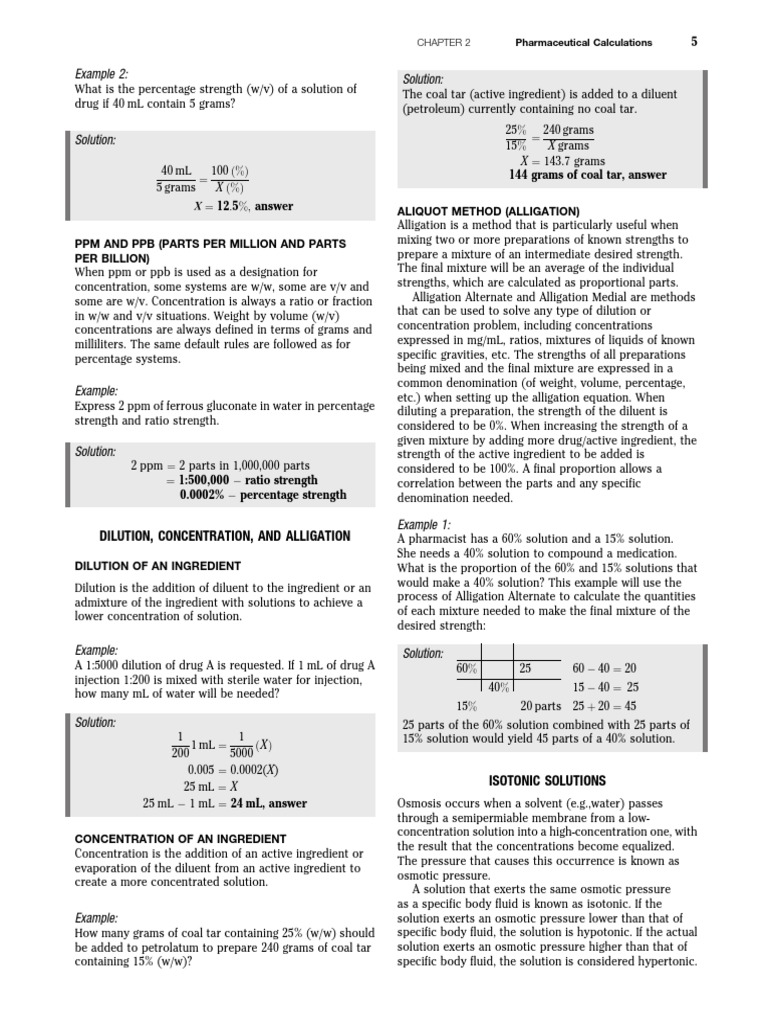 Example 2 Solution Dilution, Concentration, and Alligation PDF