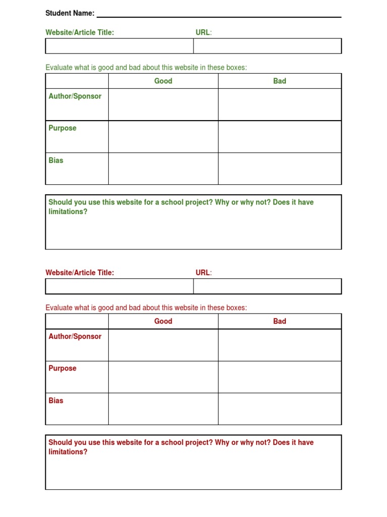 Website Evaluation Guide for Students | PDF