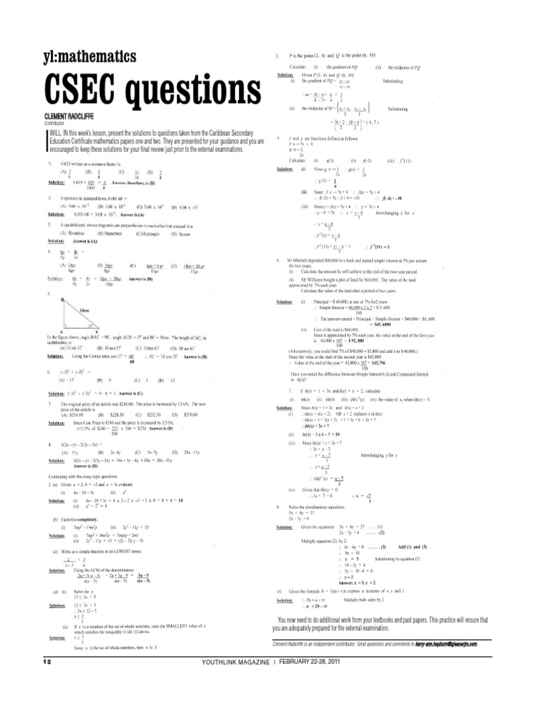 CSEC Study Guide - February 22, 2011 | PDF | Census | Mole (Unit)