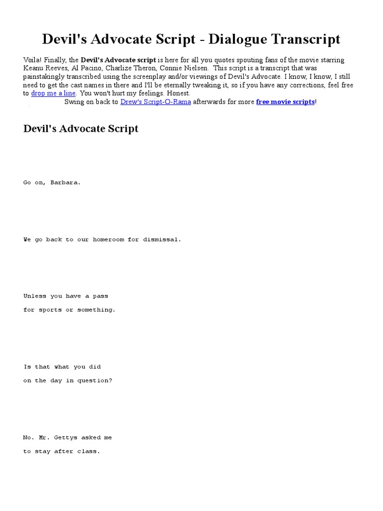 Devil's Advocate Script | Download Free PDF | Goat