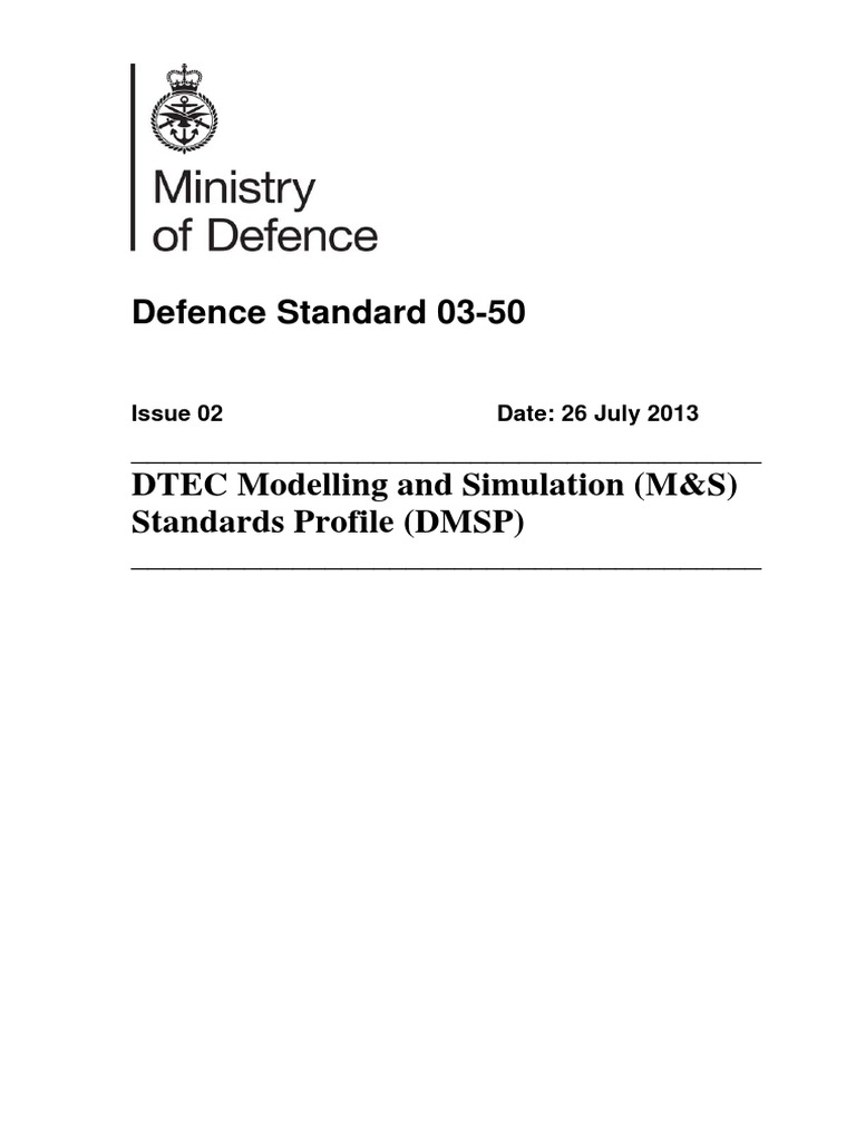 Def Stan 0350 DTEC Modelling and Simulation (M&S) Standards Profile