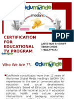 Certification FOR Educational TV Program: Jameyah Sheriff Edumonde (Malaysia)