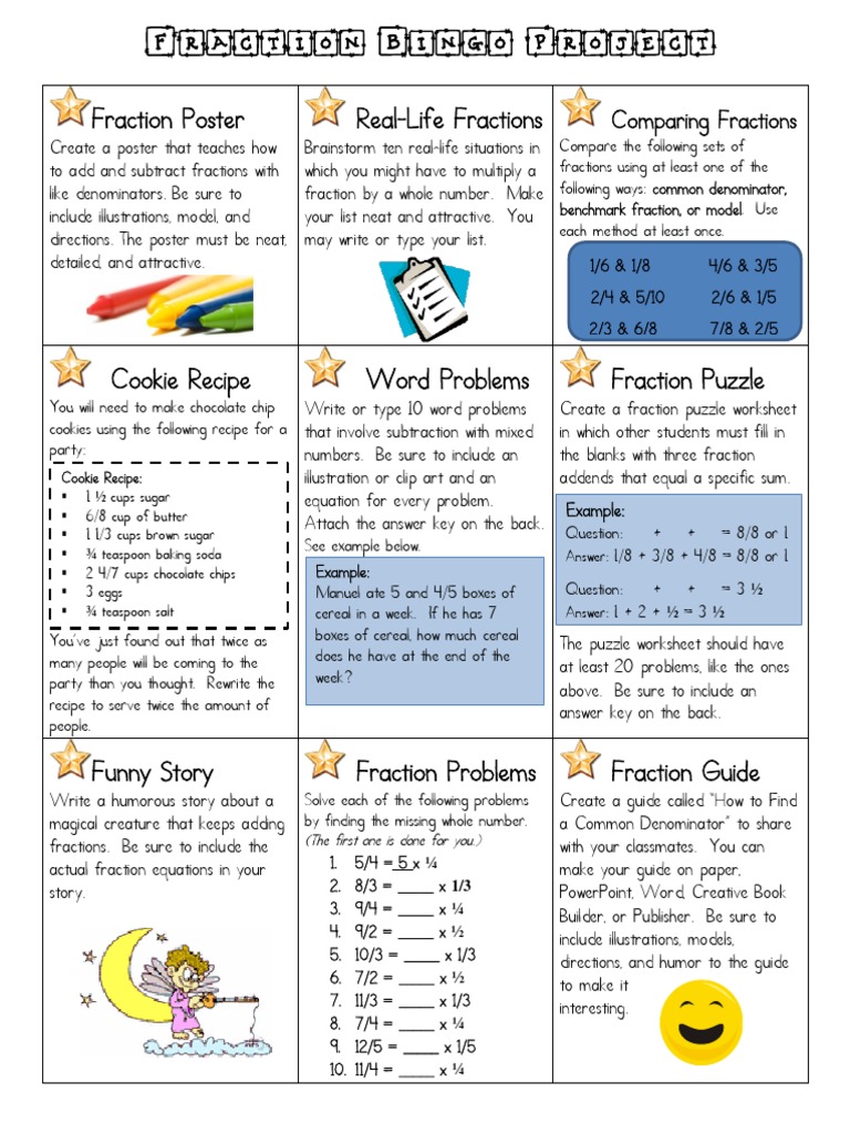 Fraction Project Menu 2 | Pdf | Fraction (Mathematics) | Teaching Mathematics