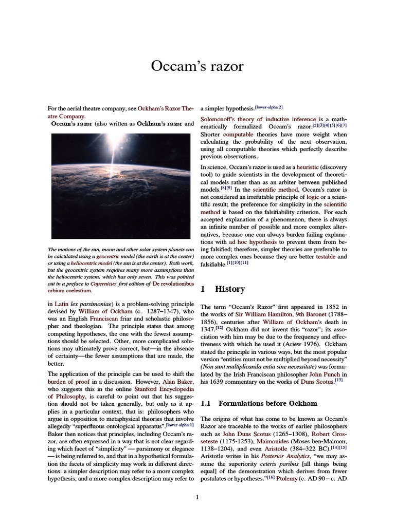 Understanding Occam's Razor Principle | PDF | Occam's Razor | Metaphysics