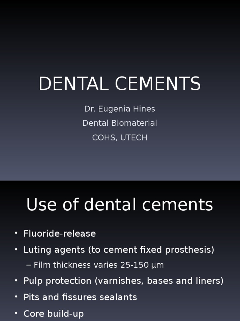 Dental Cements | PDF | Materials | Chemical Substances