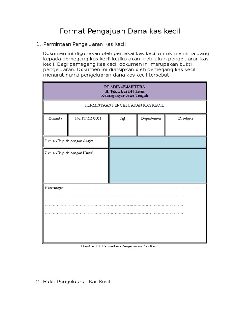 Format Pengajuan Dana Kas Kecil