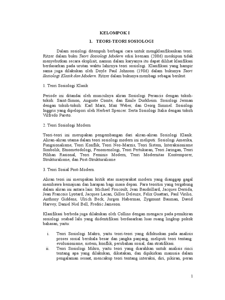 Makalah Teori Sosiologi Pdf