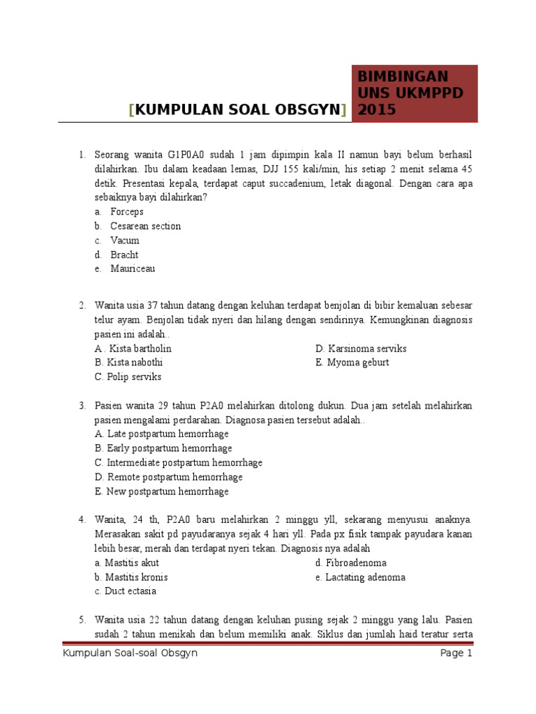 Kumpulan Soal Obsgyn