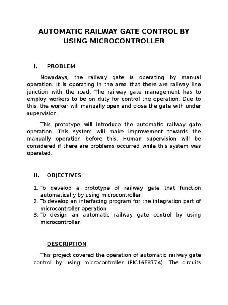 Automatic Railway Gate Control by Using Microcontroller PDF