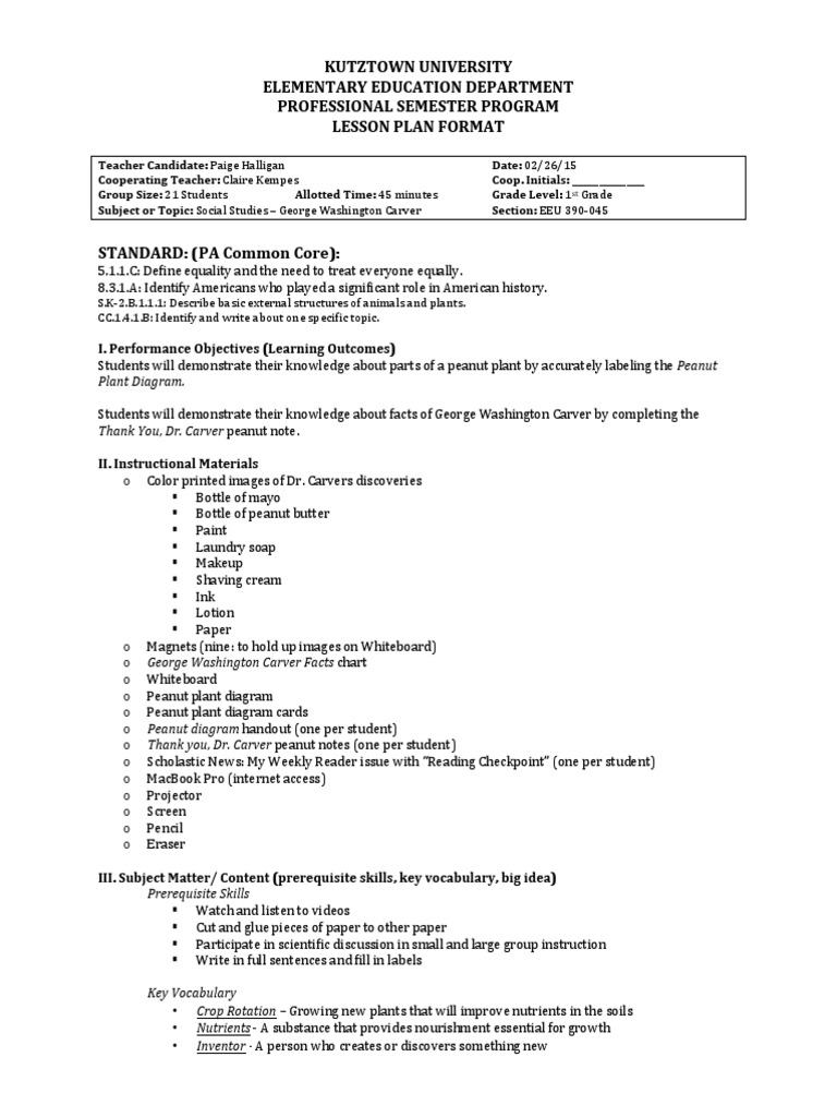 George Washington Carver Lesson Plan Crop Rotation Learning