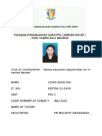 Name: Liong Sean Fah IC. NO.: 850706-11-5450 Unit: PSV 2 Code Number of Subject: WAJ 3102 Name of Tutor/ Facilitator: PN - Malathy Nadarayah