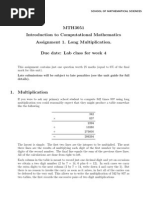 MTH3051 Introduction To Computational Mathematics Assignment 1. Long Multiplication