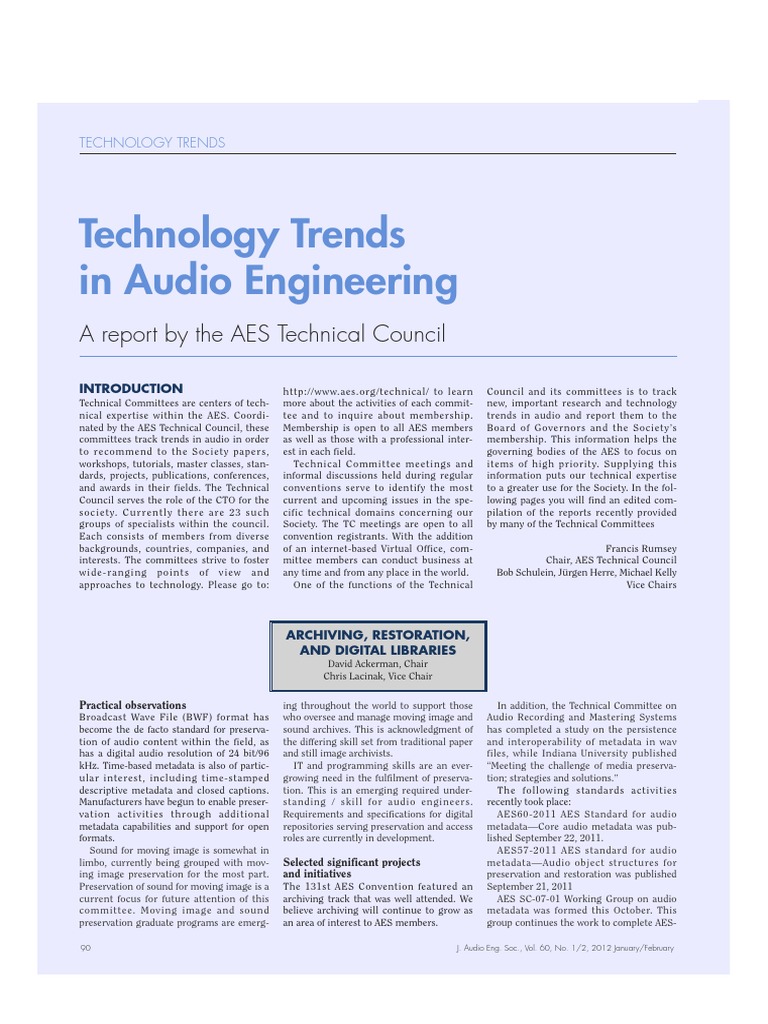 Aes Technology Trends 2013 Pdf Data Compression Digital Audio