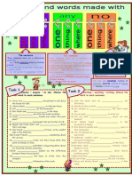 5810 Compound Words Made With Some Any and No Grammar 5 Tasks 2 Pages With Key Fully Editable