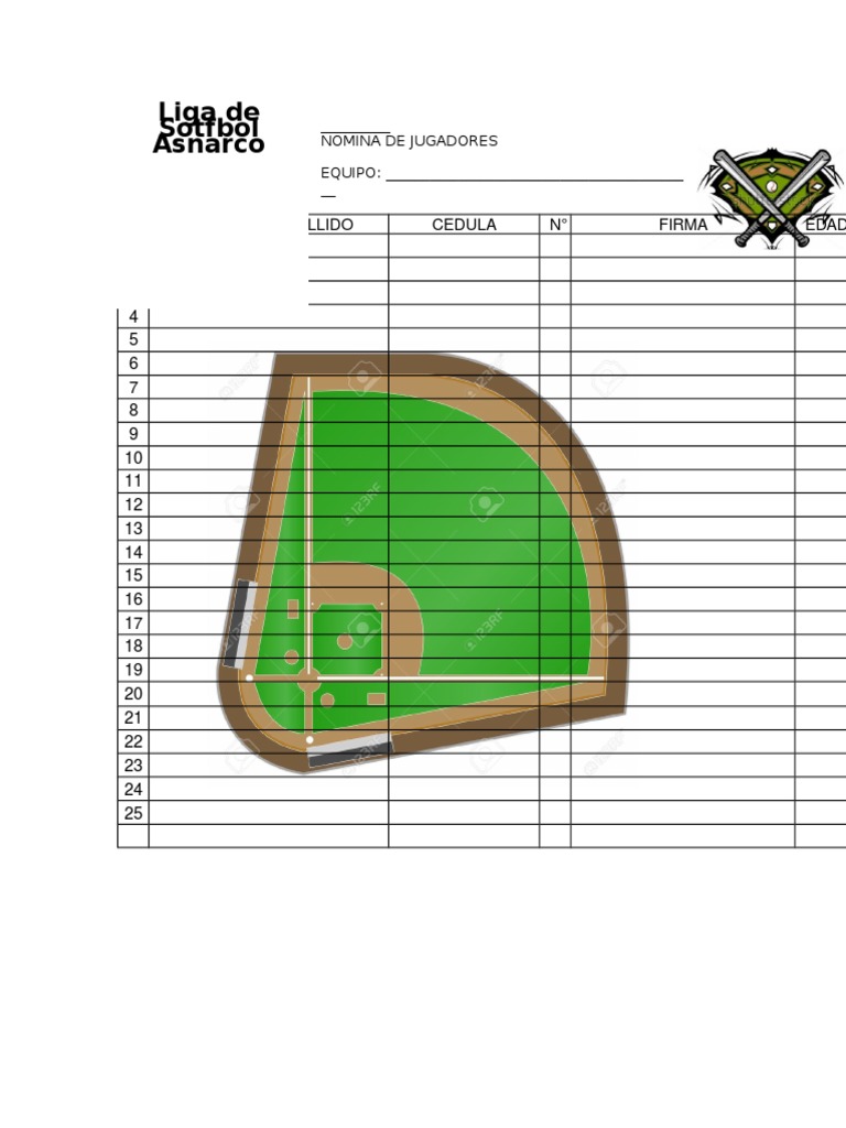 Formato de Roster softball