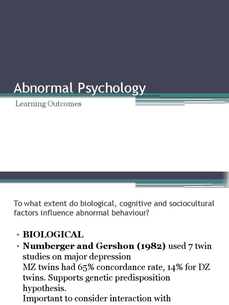 Abnormal Psychology: Learning Outcomes | PDF | Major Depressive ...