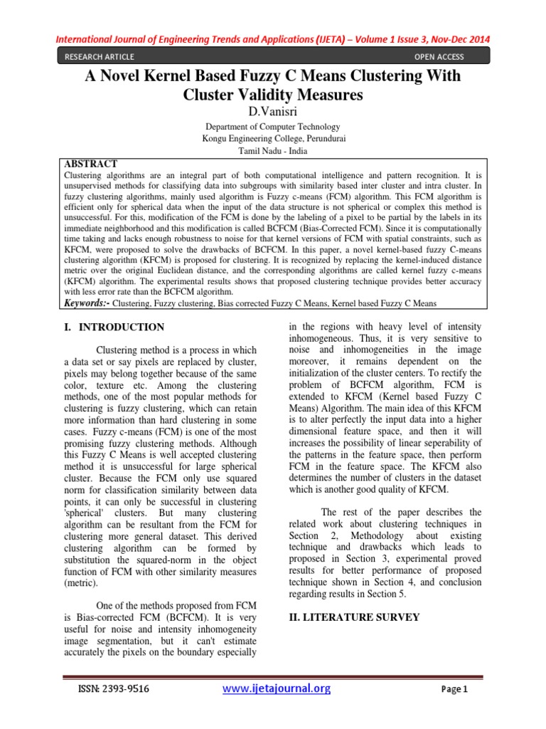 Kernel-Based Fuzzy C-Means Clustering | PDF | Cluster Analysis | Image ...