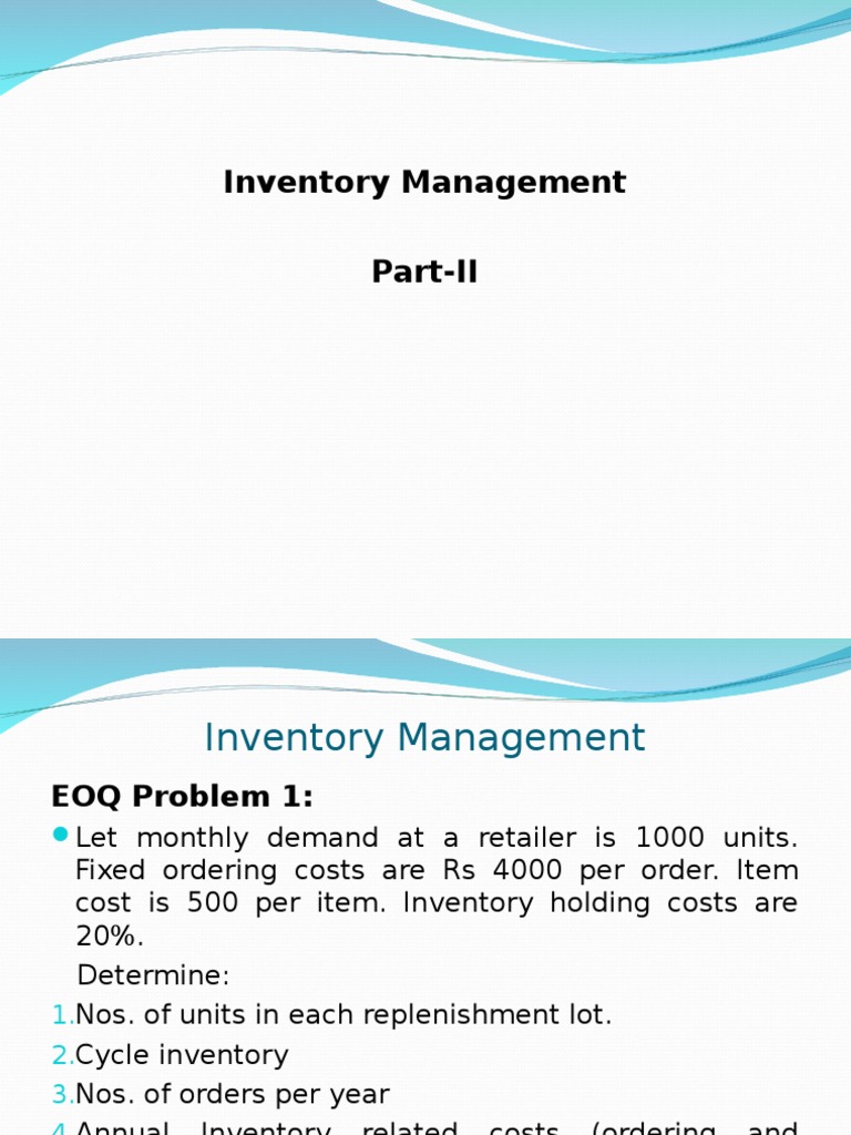 SCM Inventory Part - II | PDF | Coefficient Of Variation | Inventory