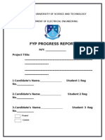 Fyp Progress Report: Sarhad University of Science and Technology Peshawar Department of Electrical Engineering